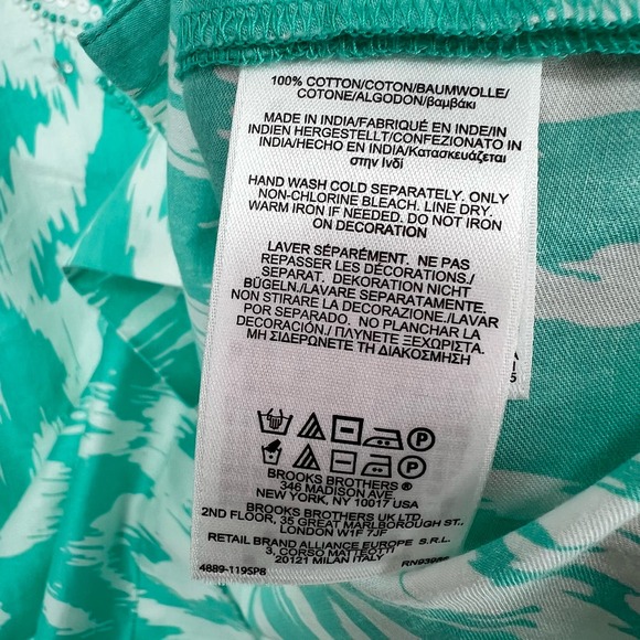 Brooks Brothers 346 Womens Sz XS Teal Green Beaded Tropical Blouse Shirt Top - Picture 8 of 10